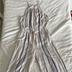 BeBop Pastel Striped Halter Jumpsuit